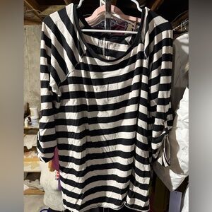 Calvin Klein Black and White Striped Long Sleeve Top
